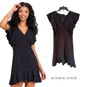 NWT Altar'd‎ State Black Mini Dress with Ruffles Size S